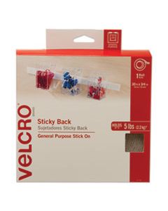 VEK91138 STICKY-BACK FASTENERS, REMOVABLE ADHESIVE, 0.75" X 30 FT, WHITE