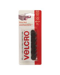 VEK90069 STICKY-BACK FASTENERS, REMOVABLE ADHESIVE, 0.63" DIA, BLACK, 15/PACK