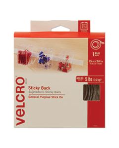 VEK90082 STICKY-BACK FASTENERS WITH DISPENSER, REMOVABLE ADHESIVE, 0.75" X 15 FT, WHITE