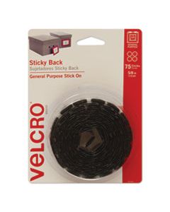 VEK90089 STICKY-BACK FASTENERS, REMOVABLE ADHESIVE, 0.63" DIA, BLACK, 75/PACK