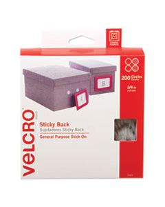 VEK91824 STICKY-BACK FASTENERS, REMOVABLE ADHESIVE, 0.75" DIA, WHITE, 200/BOX