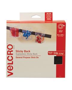 VEK91137 STICKY-BACK FASTENERS, REMOVABLE ADHESIVE, 0.75" X 30 FT, BLACK