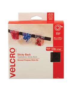 VEK90081 STICKY-BACK FASTENERS WITH DISPENSER, REMOVABLE ADHESIVE, 0.75" X 15 FT, BLACK