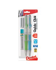 PENPD217LEBP2 QUICK CLICK MECHANICAL PENCIL, 0.7 MM, HB (#2.5), BLACK LEAD, ASSORTED BARREL COLORS, 2/PACK