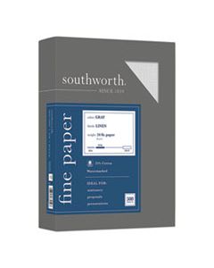 SOU574C 25% COTTON LINEN BUSINESS PAPER, 24 LB, 8.5 X 11, GRAY, 500/REAM