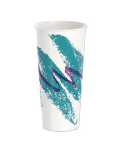 SCCRP24TPJ DOUBLE SIDED POLY PAPER COLD CUPS, 24 OZ, JAZZ DESIGN, 50/PACK, 20 PACKS/CARTON
