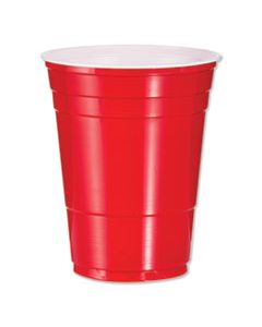 DCCP16R SOLO PLASTIC PARTY COLD CUPS, 16 OZ, RED, 50/BAG, 20 BAGS/CARTON