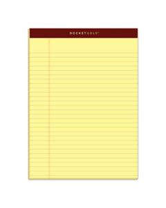 TOP63950 DOCKET GOLD RULED PERFORATED PADS, WIDE/LEGAL RULE, 8.5 X 11.75, CANARY, 50 SHEETS, 12/PACK