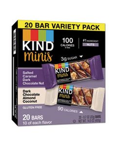 KND27970 MINIS, SALTED CARAMEL AND DARK CHOCOLATE NUT/DARK CHOCOLATE ALMOND AND COCONUT, 0.7 OZ, 20/PACK