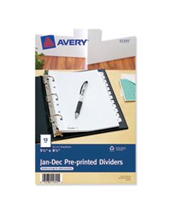 AVE11315 PREPRINTED TAB DIVIDERS, 12-TAB, 8 1/2 X 5 1/2