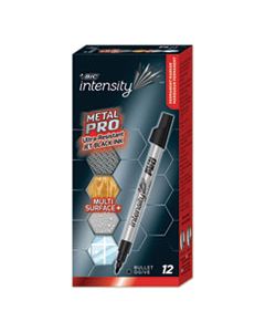 BICPMIPK11BK INTENSITY METAL PRO BULLET TIP PERMANENT MARKER, FINE TIP, BLACK, DOZEN