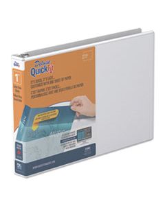 STW97110 QUICKFIT LANDSCAPE SPREADSHEET ROUND RING VIEW BINDER, 3 RINGS, 1" CAPACITY, 11 X 8.5, WHITE