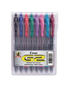 PIL31654 G2 PREMIUM RETRACTABLE GEL PEN, BOLD 1MM, ASSORTED INK/BARREL, 8/PACK