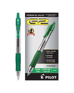 PIL31005 G2 PREMIUM RETRACTABLE GEL PEN, 0.5MM, GREEN INK, SMOKE BARREL, DOZEN