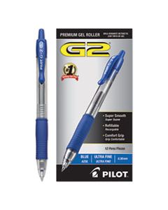 PIL31278 G2 PREMIUM RETRACTABLE GEL PEN, 0.38MM, BLUE INK, CLEAR/BLUE BARREL, DOZEN