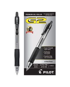 PIL31277 G2 PREMIUM RETRACTABLE GEL PEN, 0.38MM, BLACK INK, CLEAR/BLACK BARREL, DOZEN