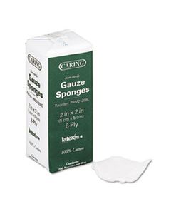 MIIPRM21208C CARING WOVEN GAUZE SPONGES, 2 X 2, NON-STERILE, 8-PLY, 200/PACK