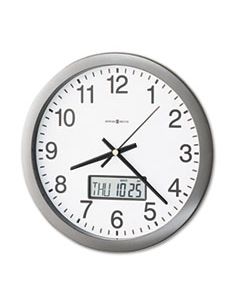 MIL625195 CHRONICLE WALL CLOCK WITH LCD INSET, 14" OVERALL DIAMETER, GRAY CASE, 1 AA (SOLD SEPARATELY)