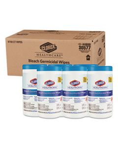 CLO30577CT BLEACH GERMICIDAL WIPES, 6 X 5, UNSCENTED, 150/CANISTER, 6 CANISTERS/CARTON