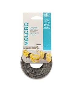 VEK90924 ONE-WRAP PRE-CUT THIN TIES, 0.5" X 8", BLACK/GRAY, 50/PACK