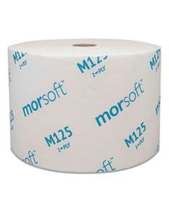 MORM125 MOR-SOFT CORELESS ALTERNATIVE BATH TISSUE, SEPTIC SAFE, 1-PLY, WHITE, 2500 SHEETS/ROLL, 24 ROLLS/CARTON