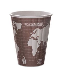ECOEPBNHC8WD WORLD ART RENEWABLE AND COMPOSTABLE INSULATED HOT CUPS, PLA, 8 OZ, 40/PACK, 20 PACKS/CARTON
