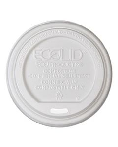 ECOEPECOLIDW ECOLID RENEWABLE/COMPOSTABLE HOT CUP LID, PLA, FITS 10 OZ TO 20 OZ HOT CUPS, 50/PACK, 16 PACKS/CARTON