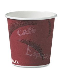 SCC374SI POLYCOATED HOT PAPER CUPS, 4 OZ, BISTRO DESIGN, 50/PACK, 20 PACK/CARTON