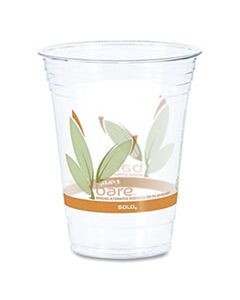 DCCRTP16DBARECT BARE ECO-FORWARD RPET COLD CUPS, 16 OZ TO 18 OZ, LEAF DESIGN, CLEAR, 50/PACK, 20 PACKS/CARTON