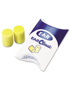 MMM3101001 E A R CLASSIC EARPLUGS, PILLOW PAKS, UNCORDED, PVC FOAM, YELLOW, 200 PAIRS