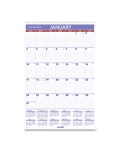AAGPM428 MONTHLY WALL CALENDAR WITH RULED DAILY BLOCKS, 20 X 30, WHITE, 2024
