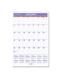 AAGPM328 MONTHLY WALL CALENDAR WITH RULED DAILY BLOCKS, 15.5 X 22.75, WHITE, 2024
