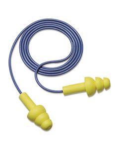 MMM3404004 E A R ULTRAFIT EARPLUGS, CORDED, PREMOLDED, YELLOW, 100 PAIRS