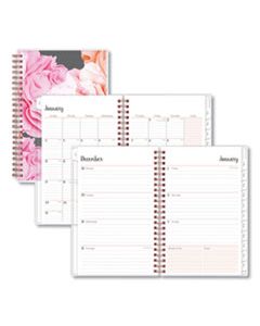 BLS110396 JOSELYN WEEKLY/MONTHLY WIREBOUND PLANNER, 8 X 5, LIGHT PINK/PEACH/BLACK, 2024