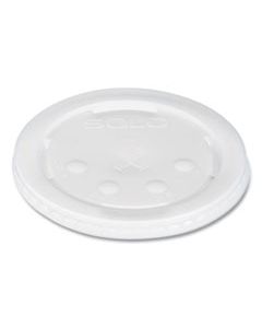 SCCL28BNR POLYSTYRENE PLASTIC FLAT STRAW-SLOT COLD CUP LIDS, FITS 28 OZ CUPS, TRANSLUCENT, 2,000/CARTON