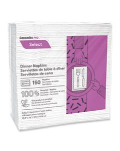 CSDN211 SELECT DINNER NAPKINS, 2-PLY, WHITE, 16 X 15.5, 150/PACK, 20/CARTON