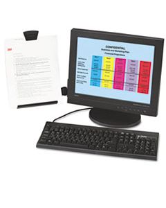 MMMDH445 CLIP COPYHOLDER, FLAT PANEL MONITOR MOUNT, PLASTIC, HOLDS 35 SHEETS, BLACK/CLEAR