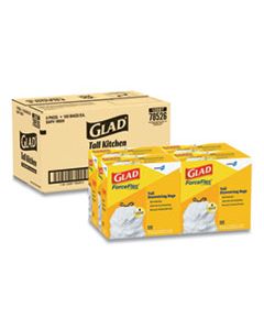 CLO78526CT GLAD TALL KITCHEN DRAWSTRING TRASH BAGS, 13 GAL, 0.72 MIL, 24" X 27.38", GRAY, 400/CARTON
