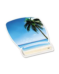 MMMMW308BH FUN DESIGN CLEAR GEL MOUSE PAD WRIST REST, 6 4/5 X 8 3/5 X 3/4, BEACH DESIGN