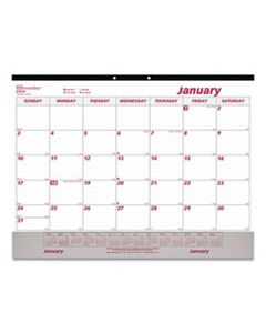 REDC1731V MONTHLY DESK PAD CALENDAR, 22 X 17, WHITE/MAROON, 2024