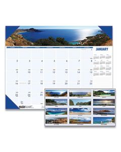 HOD1786 RECYCLED COASTLINES PHOTOGRAPHIC MONTHLY DESK PAD CALENDAR, 18.5 X 13, 2024