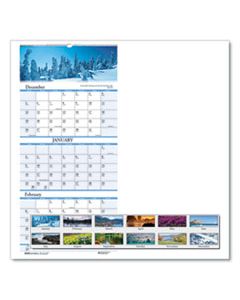 HOD3636 RECYCLED SCENIC COMPACT THREE-MONTH WALL CALENDAR, 8 X 17,  2024-2025