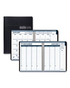 HOD28302 RECYCLED WIREBOUND WEEKLY/MONTHLY PLANNER, 11 X 8.5, BLACK LEATHERETTE, 2024