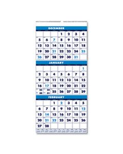 HOD3646 RECYCLED THREE-MONTH FORMAT WALL CALENDAR, 8 X 17, 14-MONTH (DEC-JAN)  2024-2025