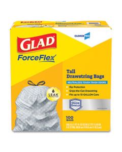 CLO70427 FORCEFLEX TALL KITCHEN DRAWSTRING TRASH BAGS, 13 GAL, 0.72 MIL, 23.75" X 24.88", GRAY, 100/BOX