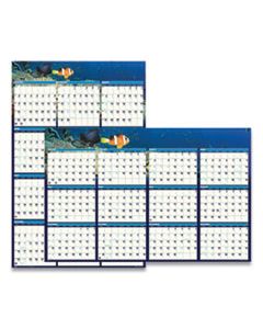 HOD3969 RECYCLED EARTHSCAPES SEA LIFE SCENES REVERSIBLE WALL CALENDAR, 24 X 37, 2024