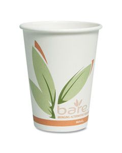 SCC412RCN BARE BY SOLO ECO-FORWARD RECYCLED CONTENT PCF PAPER HOT CUPS, 12 OZ, GREEN/WHITE/BEIGE, 1,000/CARTON