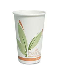 SCC316RC BARE BY SOLO ECO-FORWARD RECYCLED CONTENT PCF PAPER HOT CUPS, 16 OZ, GREEN/WHITE/BEIGE, 1,000/CARTON