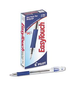 PIL32011 EASYTOUCH STICK BALLPOINT PEN, MEDIUM 1MM, BLUE INK, CLEAR BARREL, DOZEN