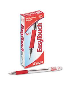 PIL32012 EASYTOUCH STICK BALLPOINT PEN, MEDIUM 1MM, RED INK, CLEAR BARREL, DOZEN